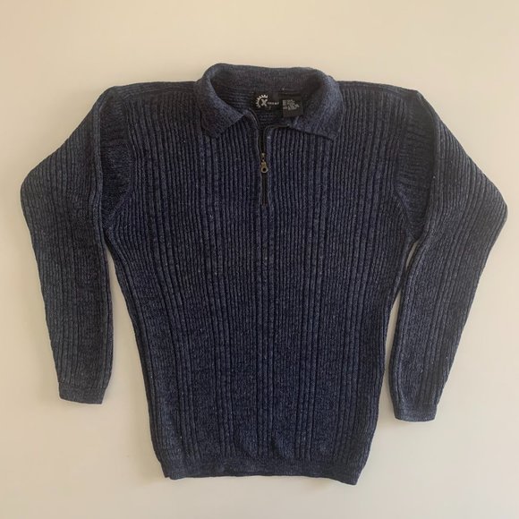 EUC X-treme Gear Vintage 1/4 Zip Blue Sweater Size Medium - Picture 2 of 14